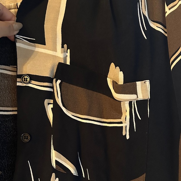 Zara Black and Cream Graphic Blouse - Picture 3 of 3